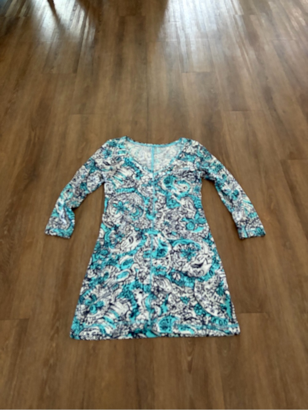 Lilly Pulitzer Turquoise Paisley Long-Sleeve Women’s Dress size small